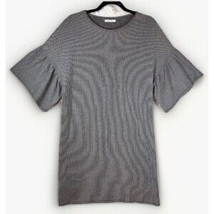 Zara Trafaluc Womens T-Shirt Dress Size Small Black White Striped Flutter Sleeve